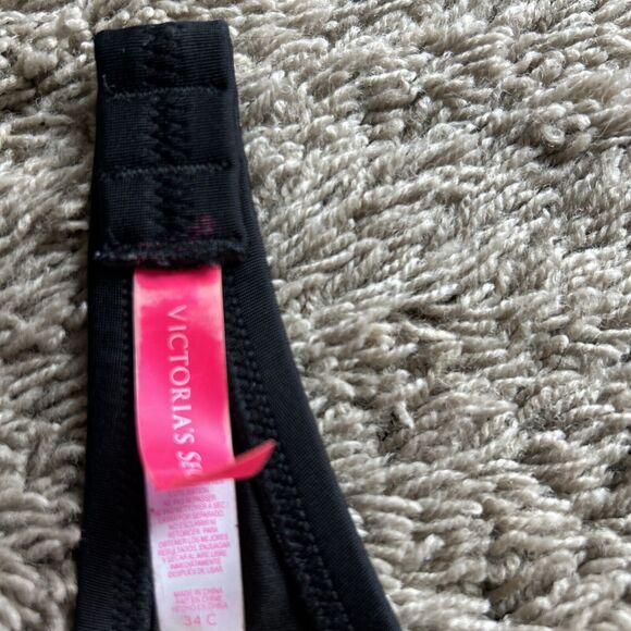 VICTORIA'S SECRET 34C/36B Swim Suit BIKINI TOP JEWEL & Black BOTTOMS Sz M V24 - Picture 14 of 16